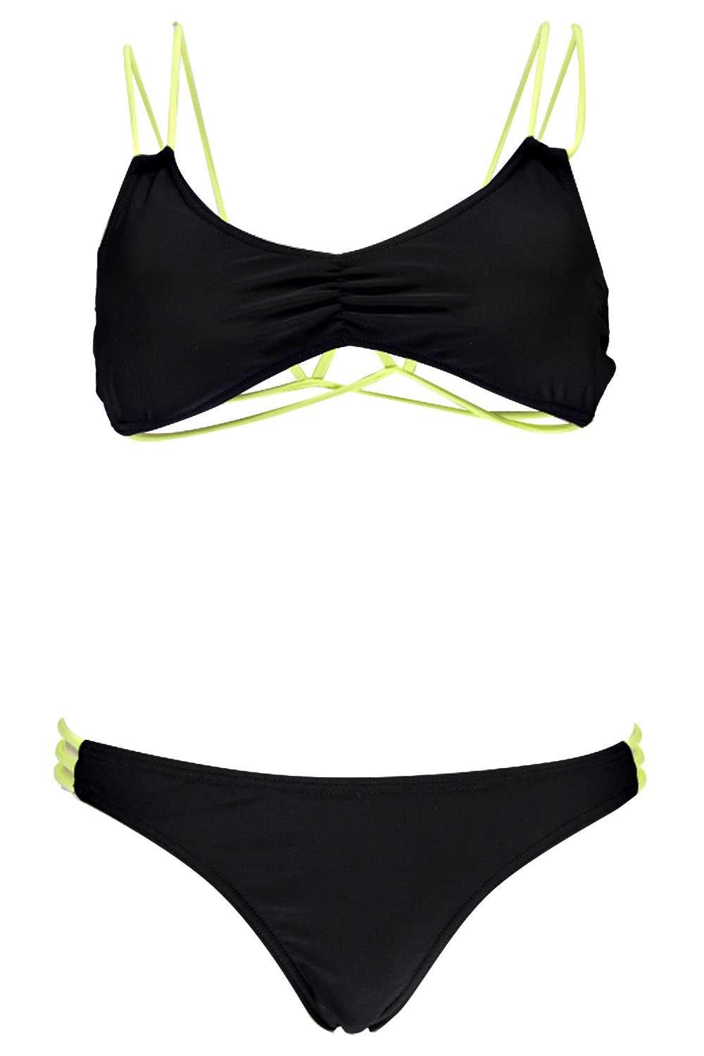 black and neon bikini