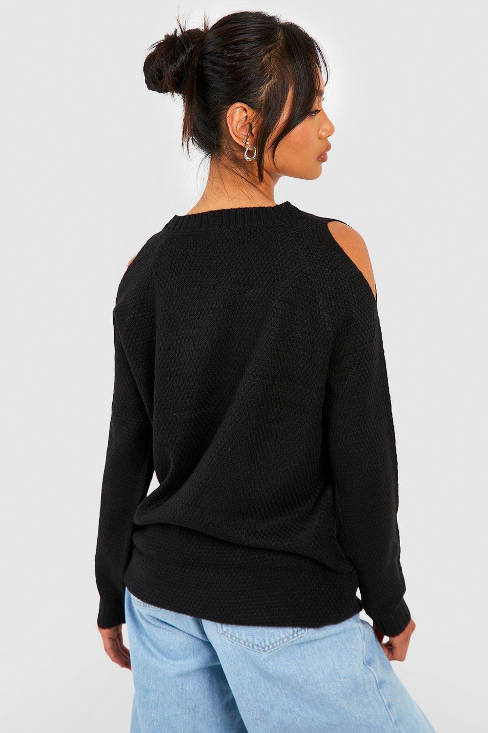 Cold shoulder black clearance jumper