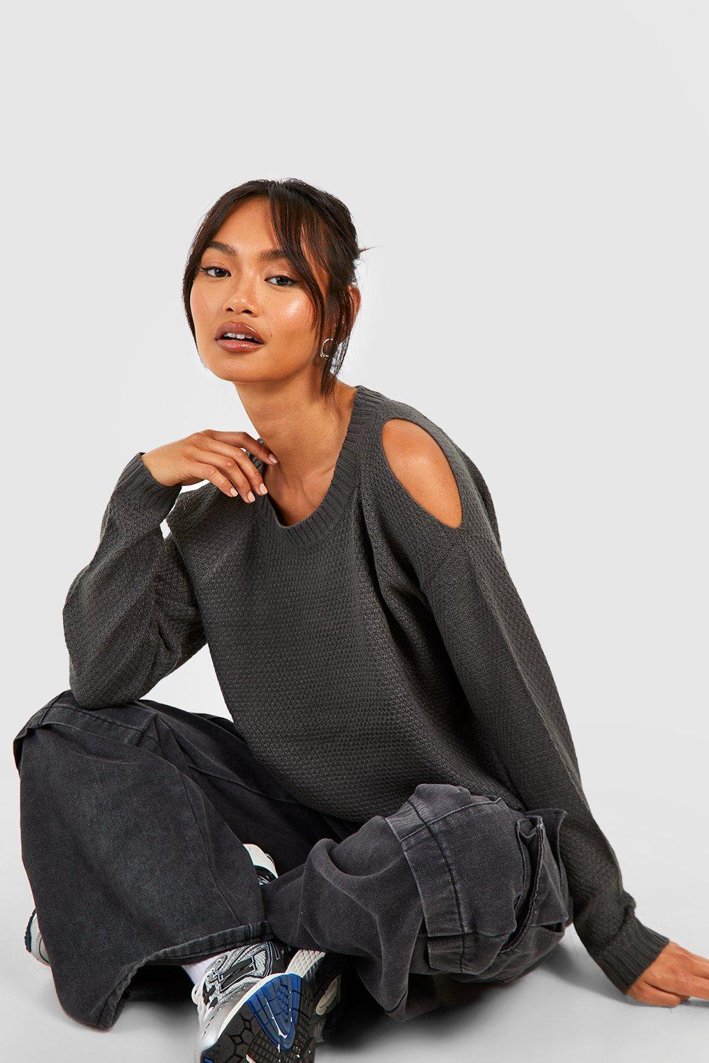 Boohoo cold shoulder jumper new arrivals