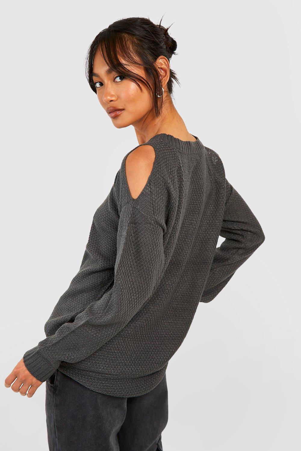 Boohoo cold shoulder jumper sale