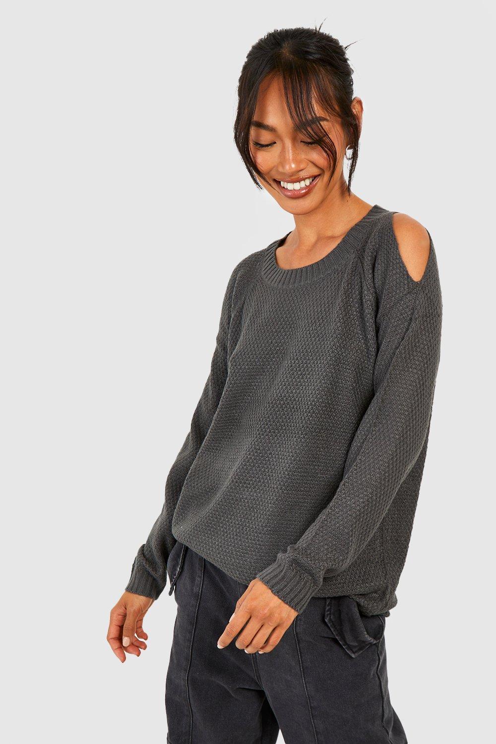 Grey cold shoulder jumper hotsell