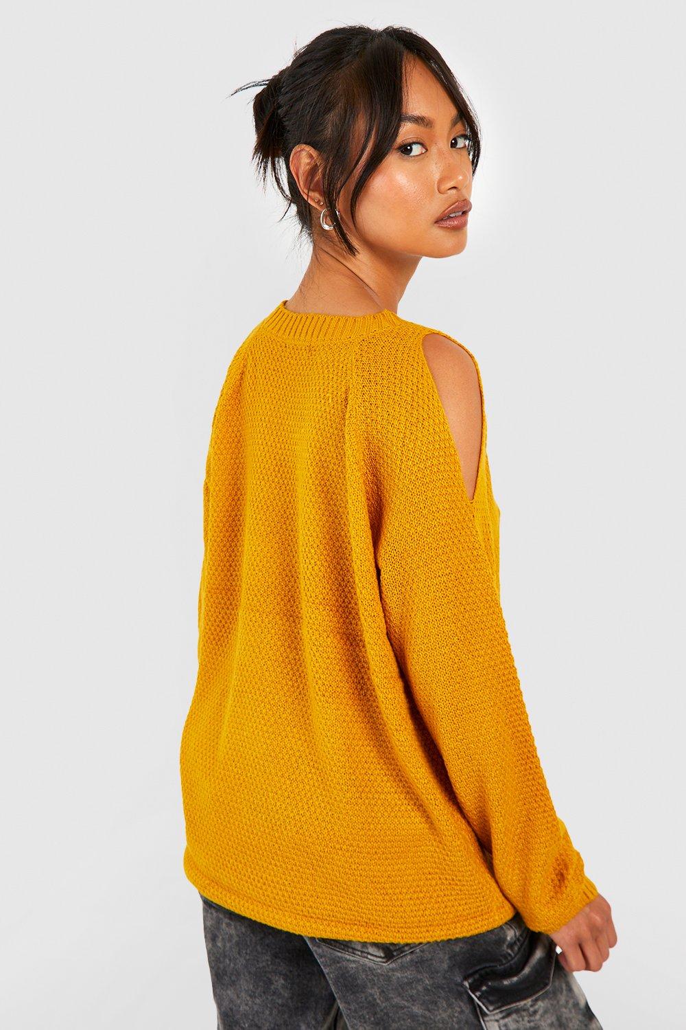 Mustard cold 2024 shoulder jumper