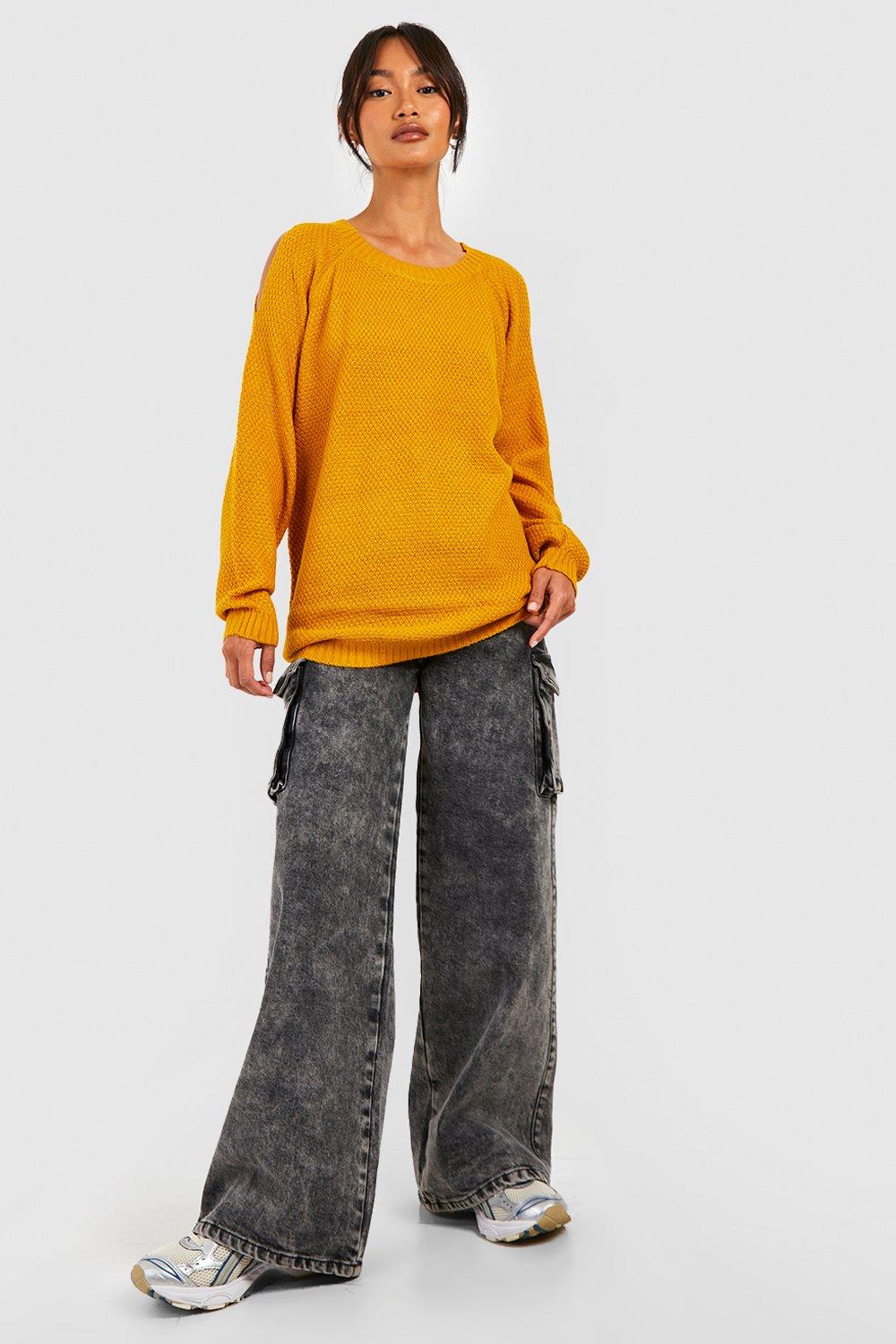 Mustard off shoulder jumper store