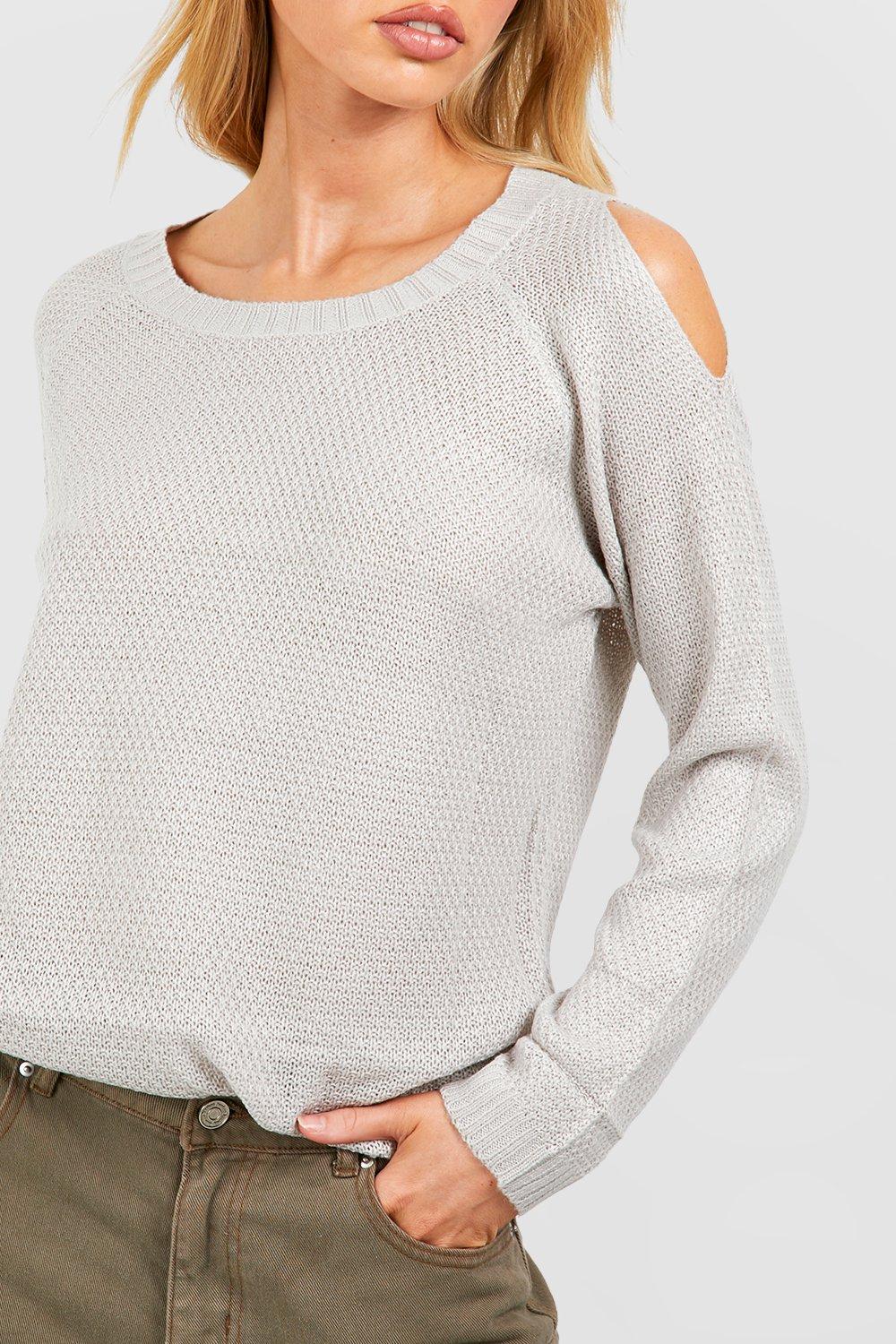 Cold Shoulder Moss Stitch Jumper boohoo