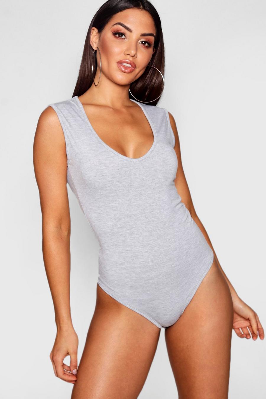 Grey marl Basic Sleeveless Bodysuit image number 1