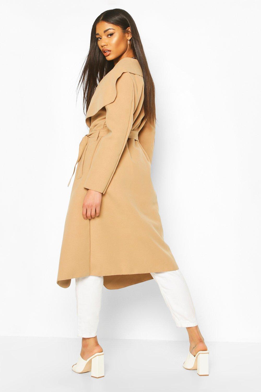 Boohoo belted shop shawl collar coat