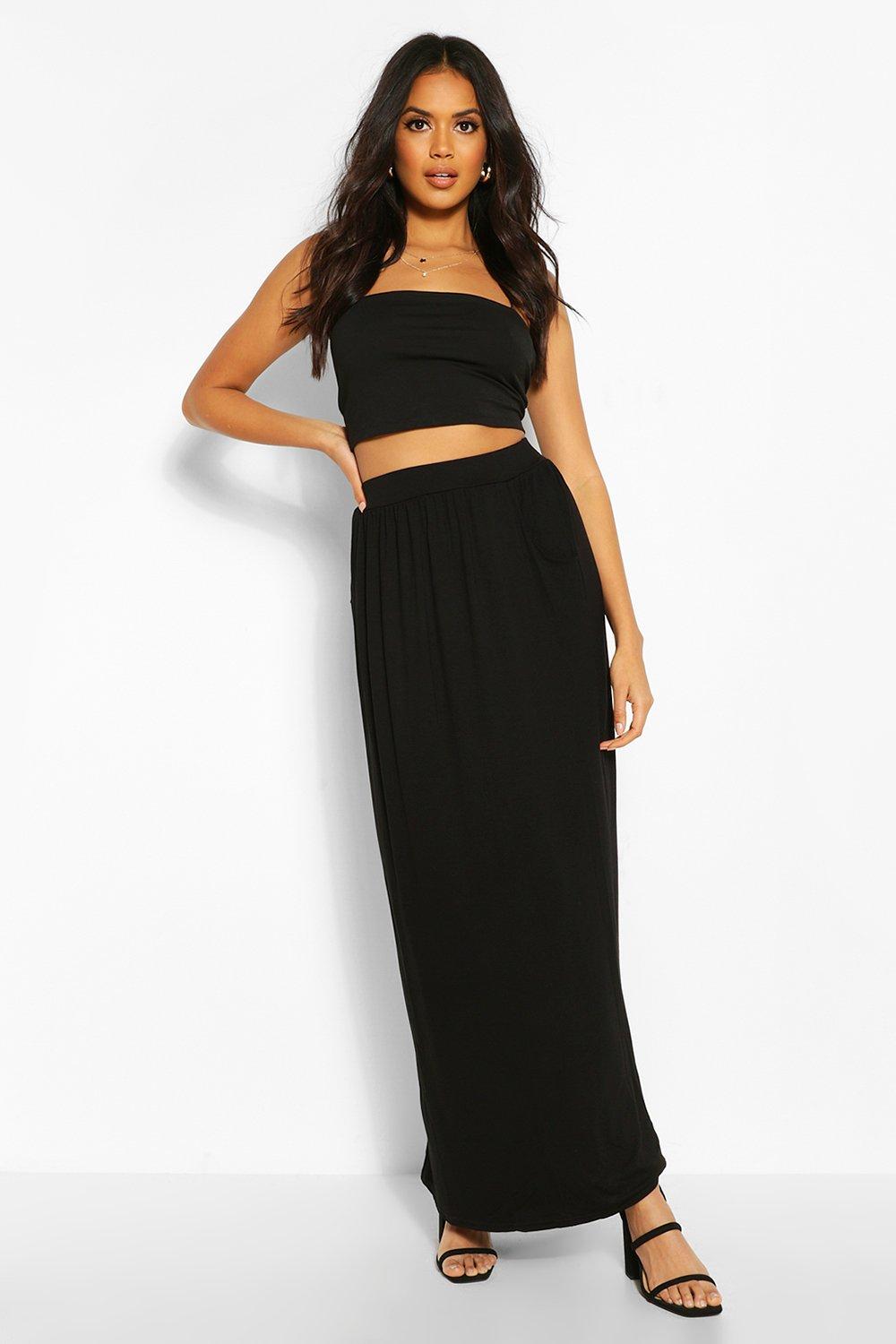 black jersey skirt maxi