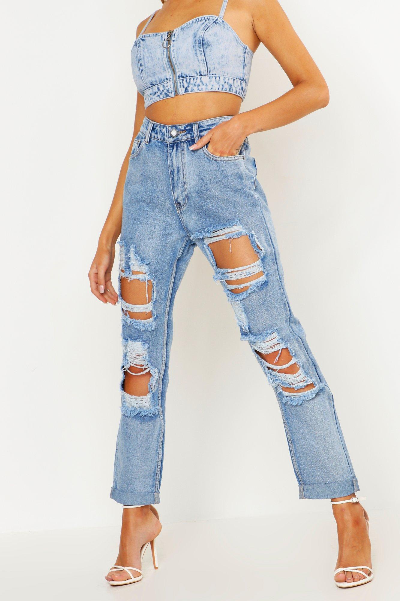 blue baggy ripped jeans