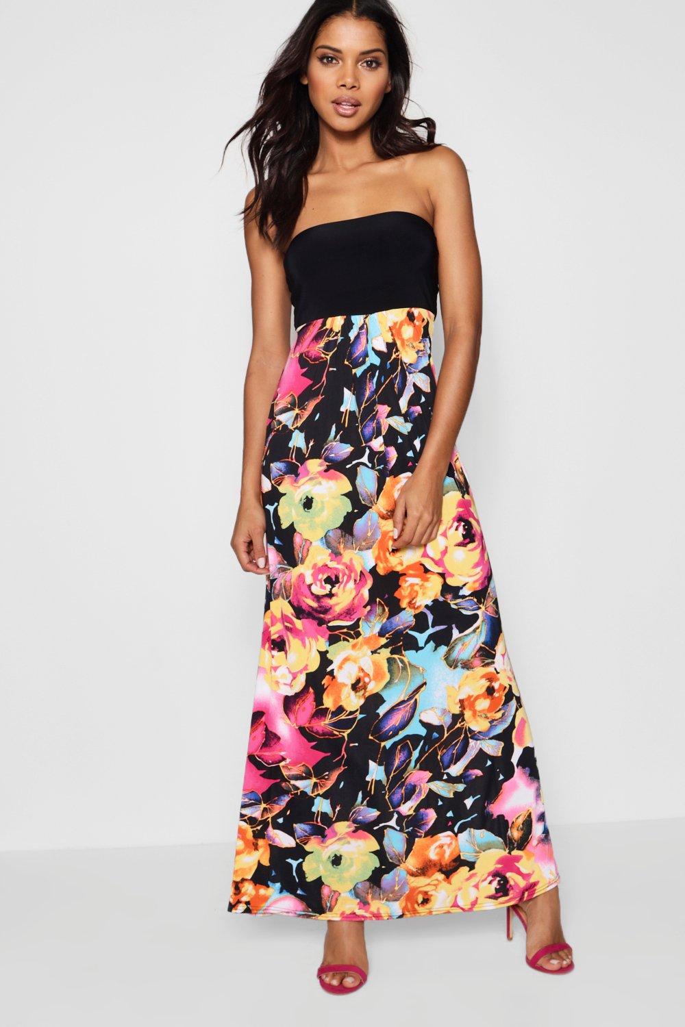 floral bandeau maxi dress