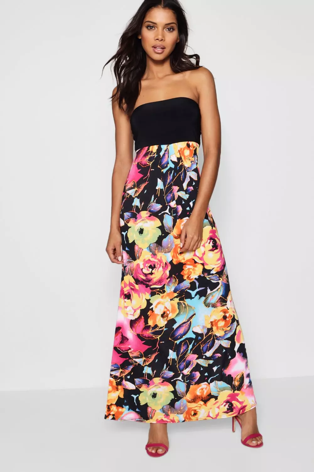 Floral bandeau maxi on sale dress