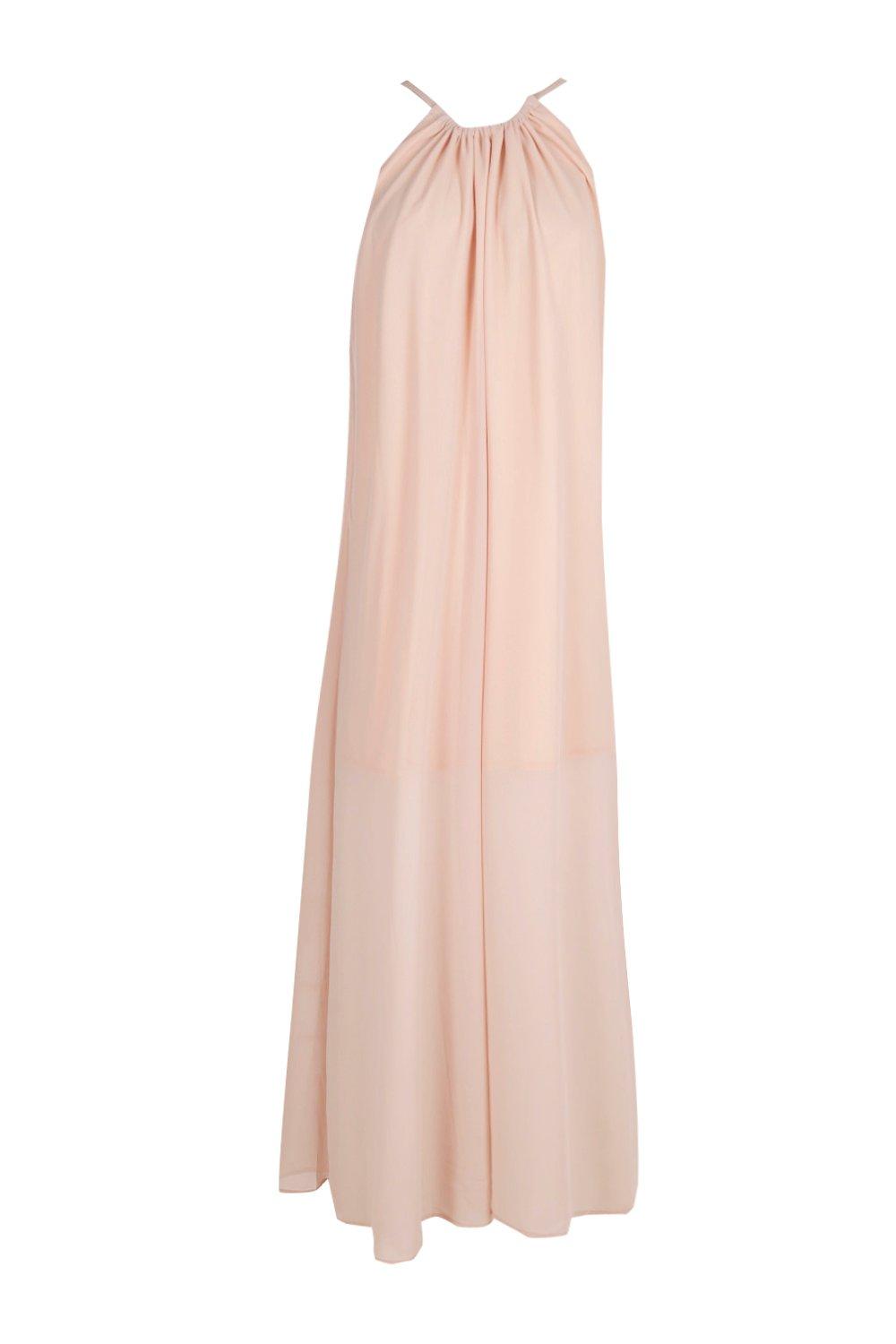 grey chiffon high neck maxi dress