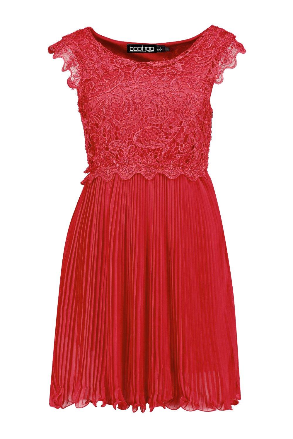 Boutique corded lace 2025 pleated skater dress