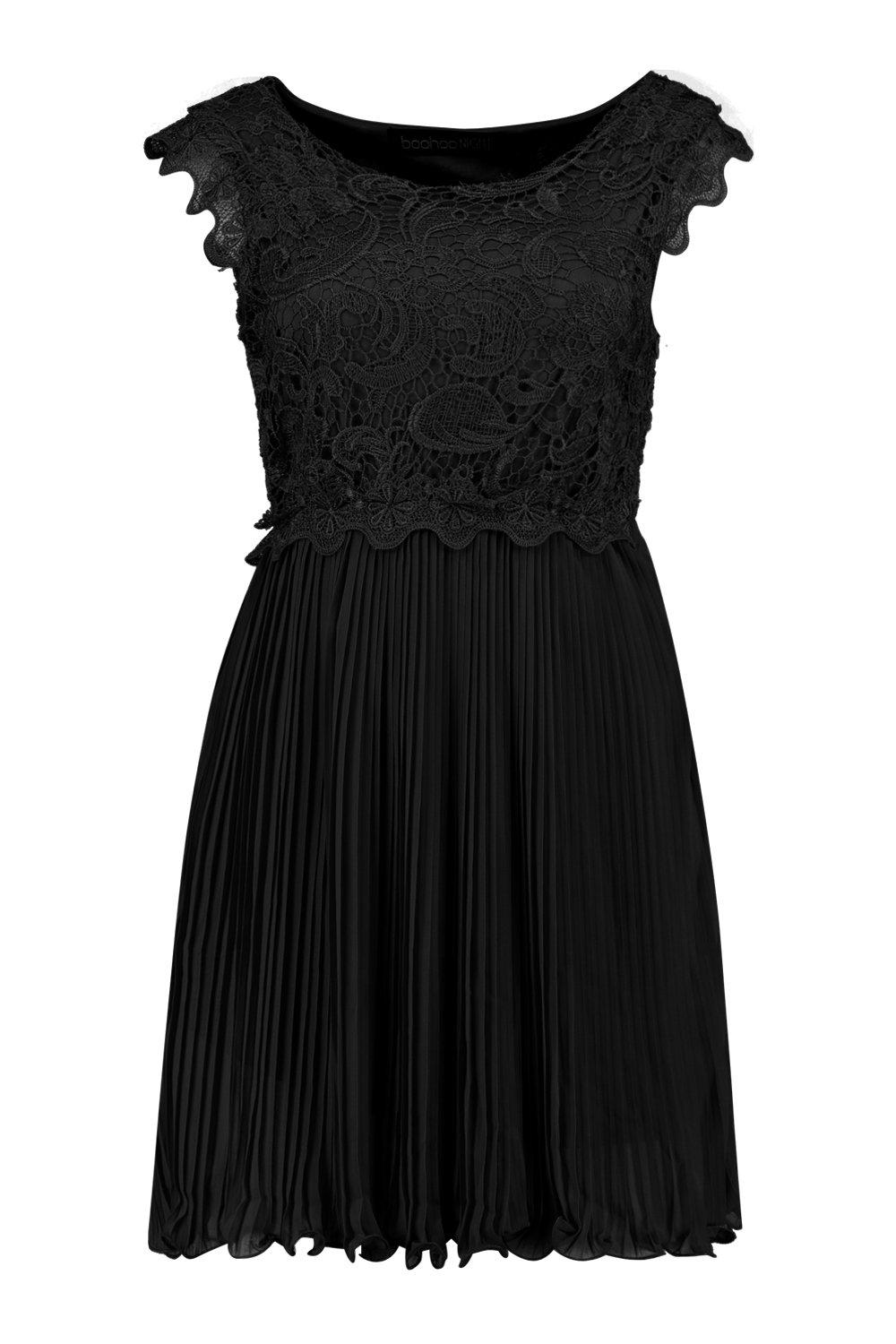 Boutique corded lace shop pleated skater dress