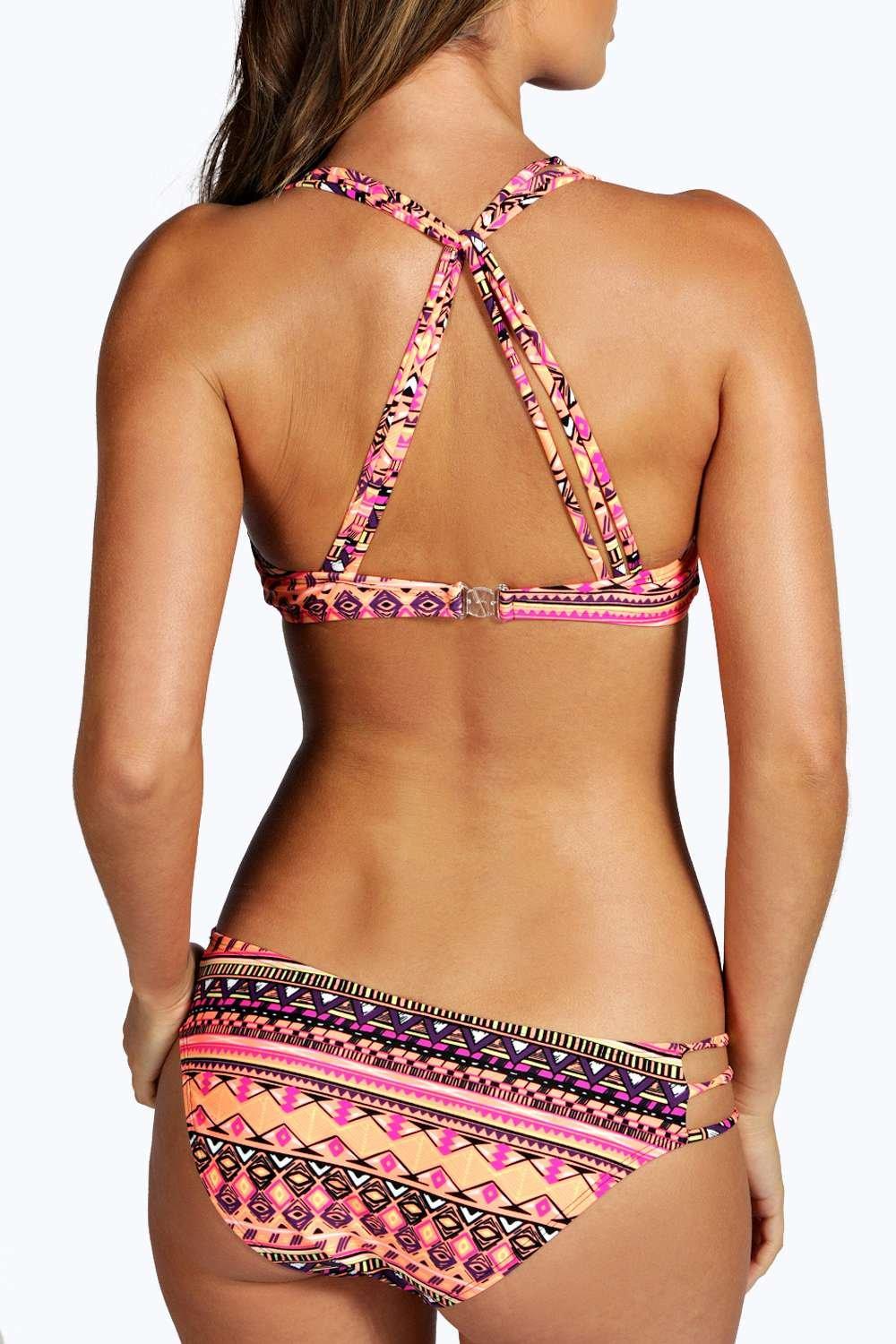Paar kapsel kleding stof Aztec Bikini Met Bandjes En Rug Detail | boohoo