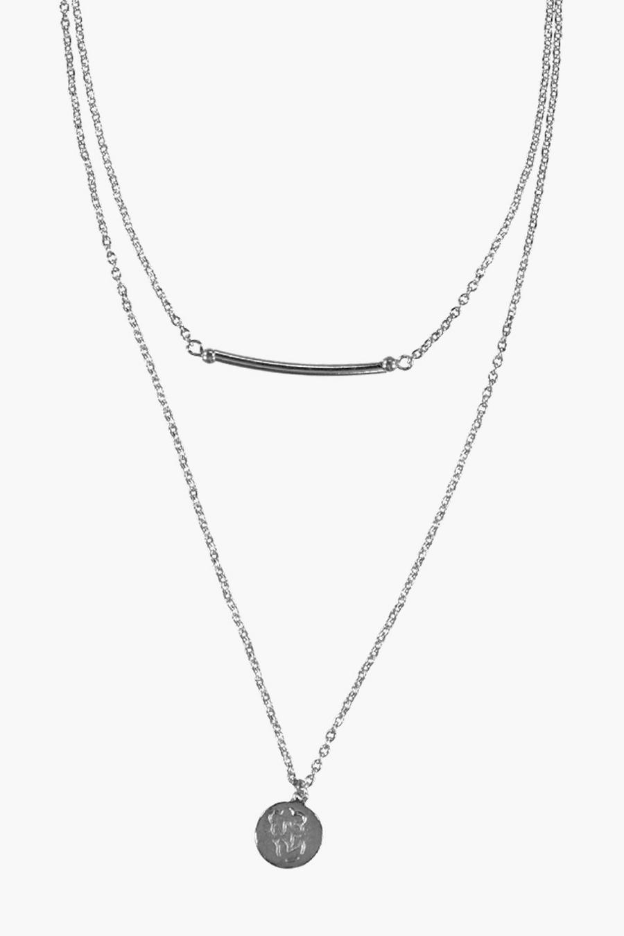 Silver Evette Layered Bar and Coin Necklace image number 1