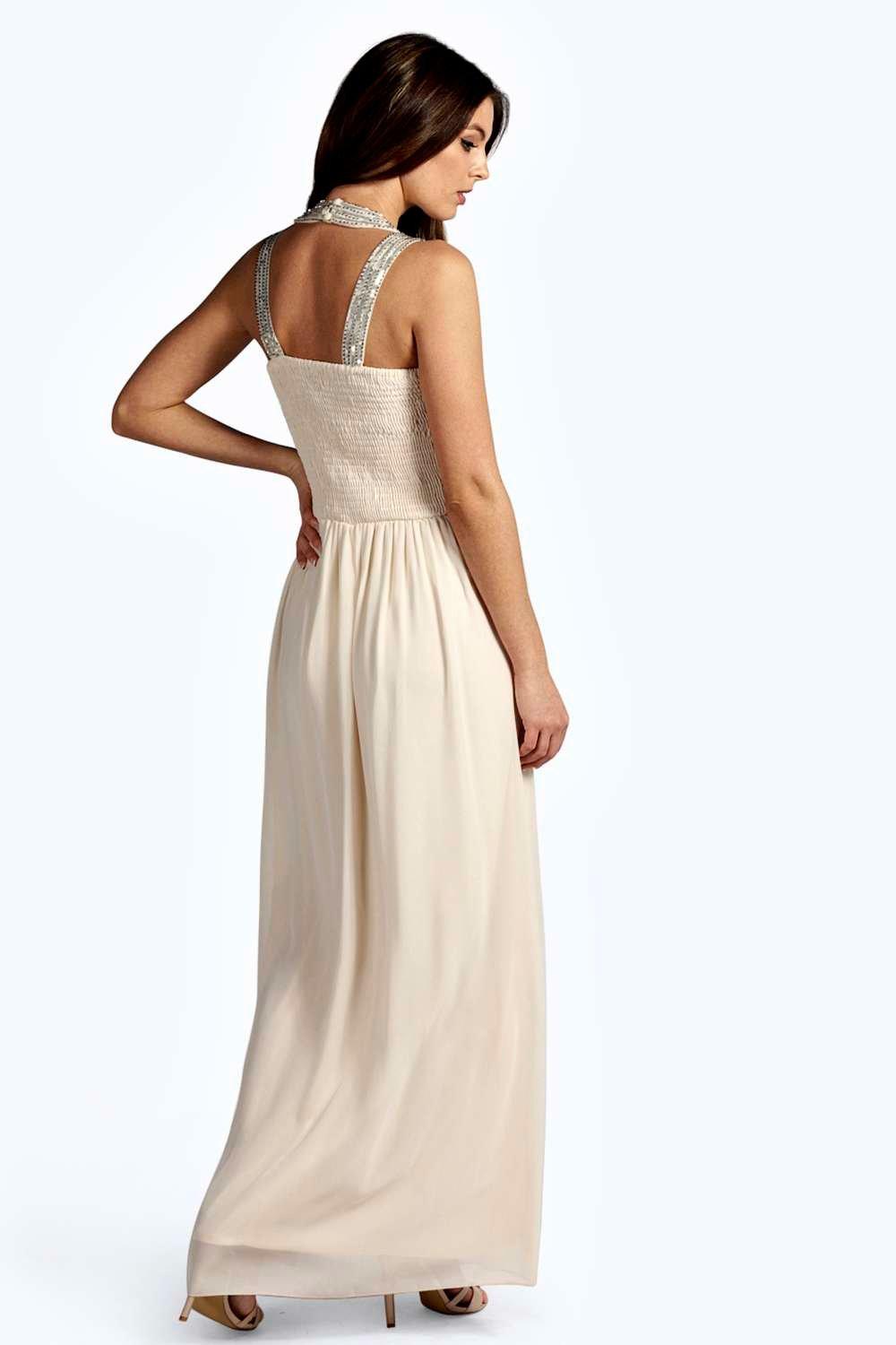 Boutique Crina Embellished Top Chiffon Maxi Dress boohoo NZ