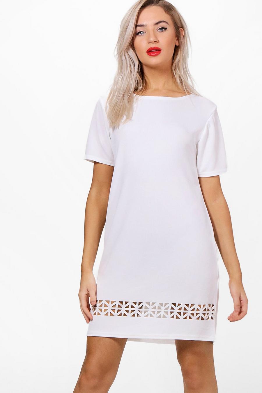 Ivory Laser Cut Shift Dress image number 1