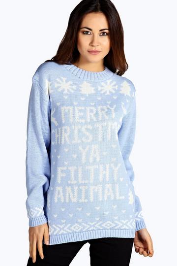 Blue Filthy Animal Christmas Sweater