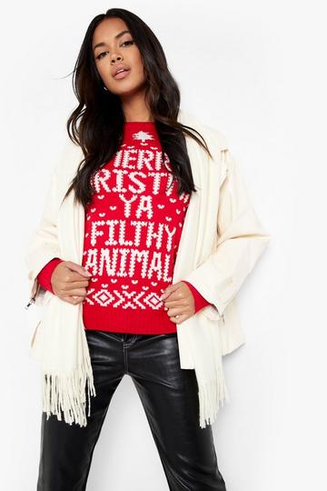 Filthy Animal Christmas Sweater red