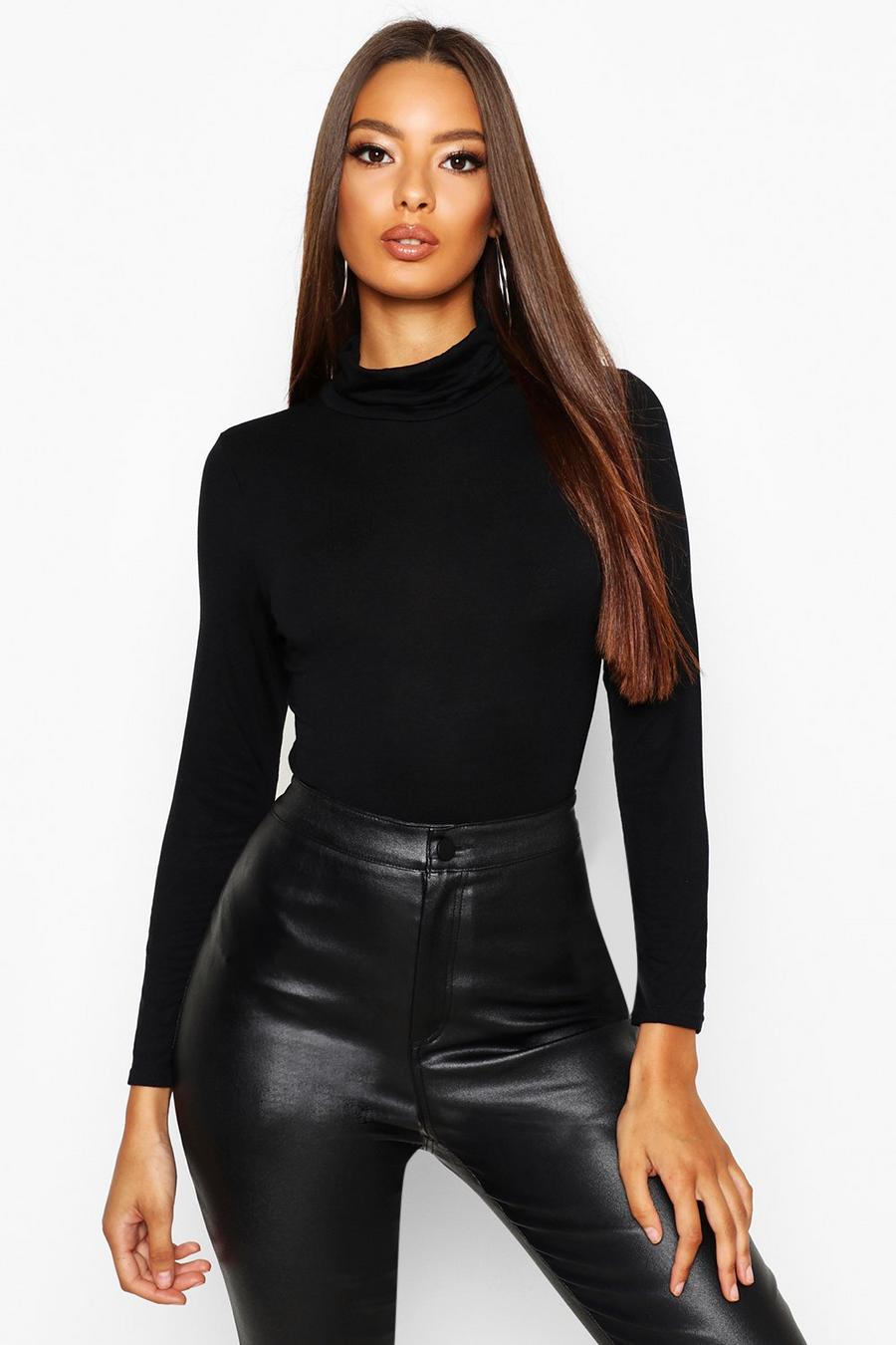 Black Basic Turtle Neck Long Sleeve Top image number 1