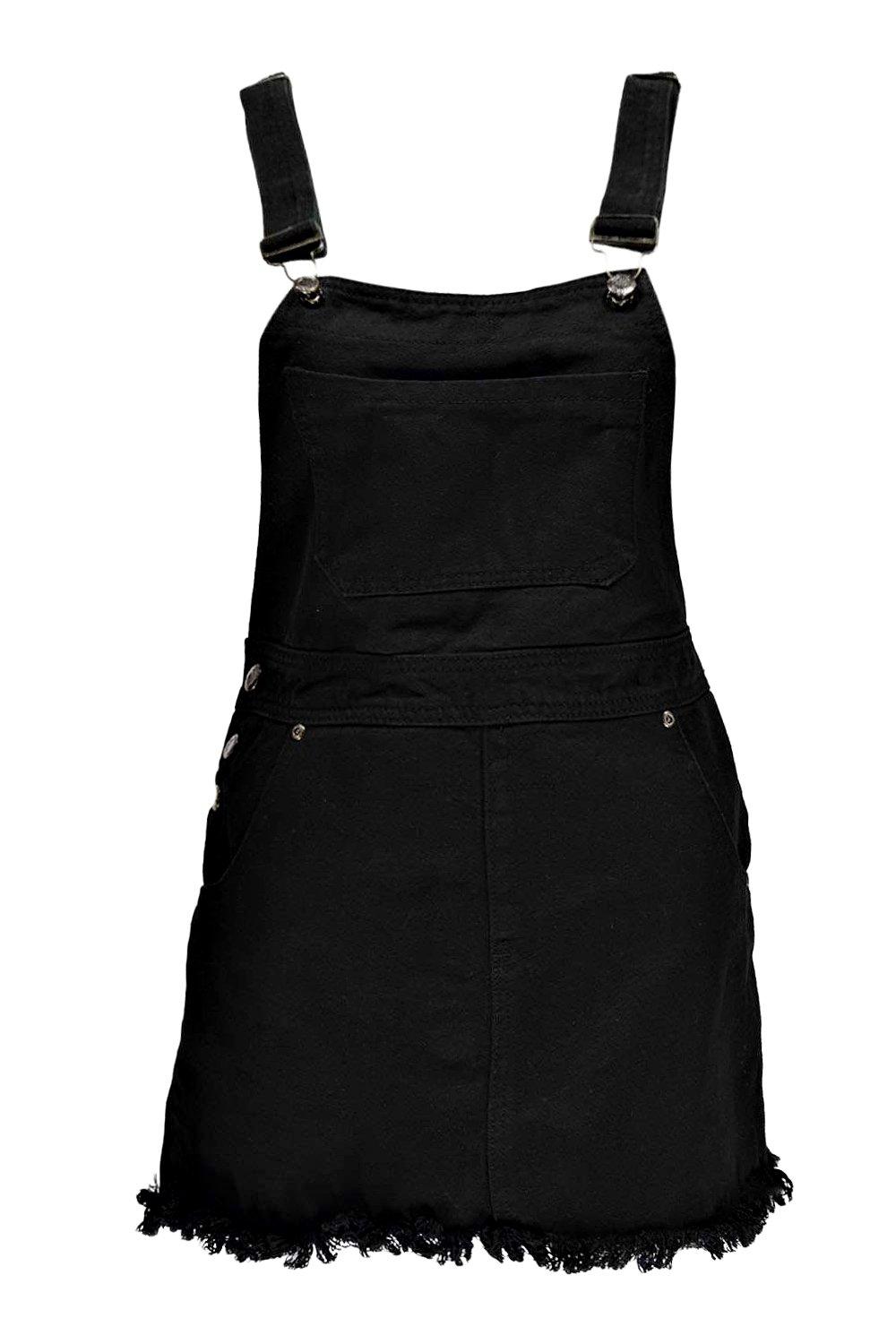 womens black dungaree dress