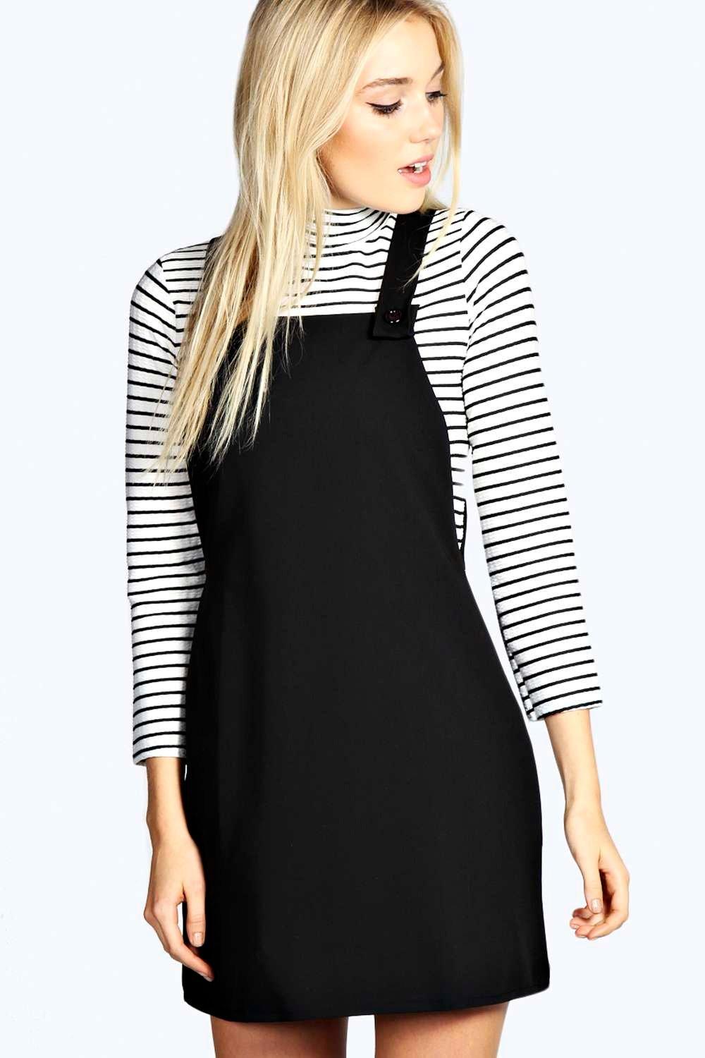 boohoo black pinafore