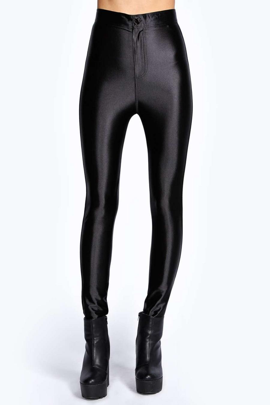 Black Beci High Waisted Super Skinny Disco Pants image number 1