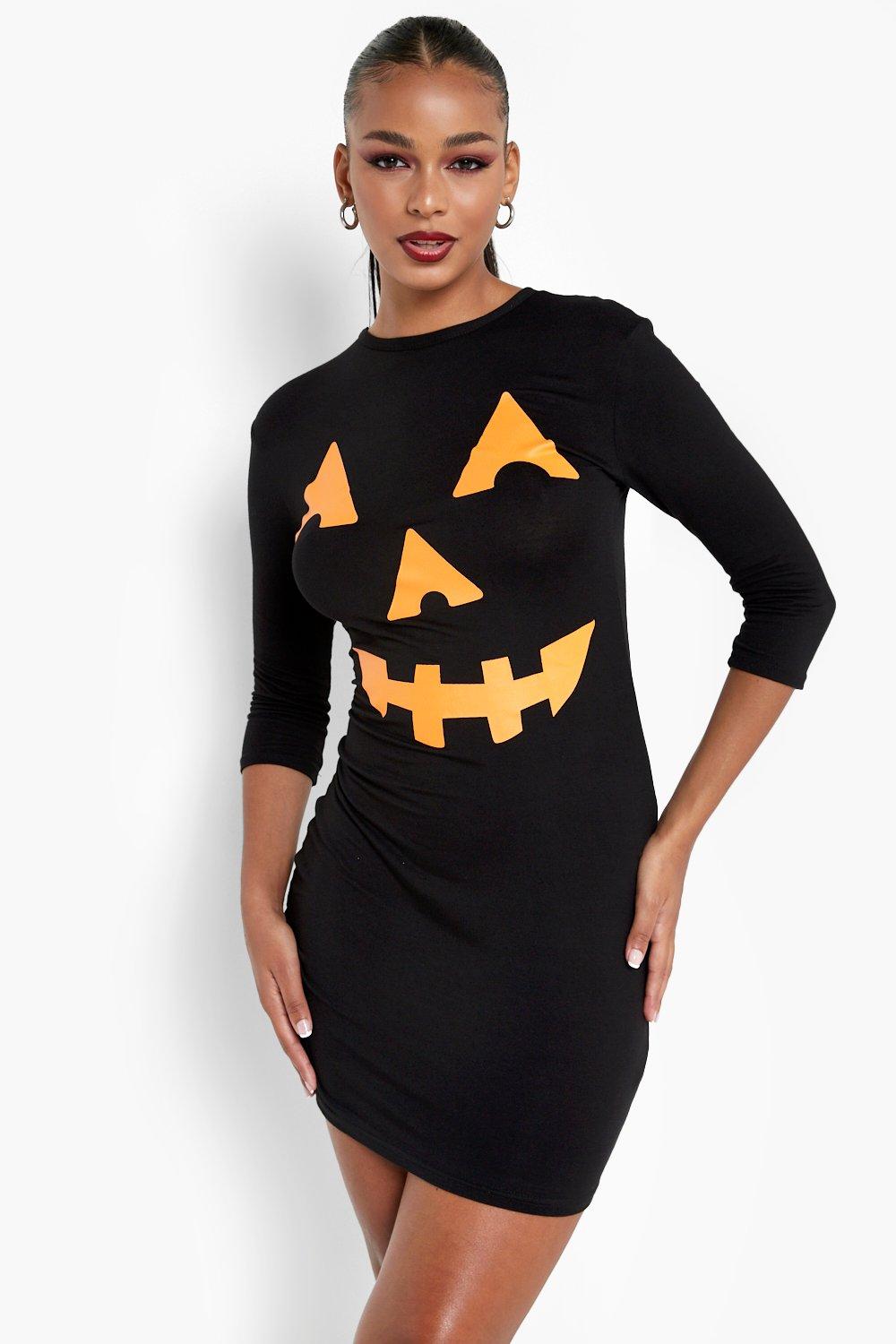 Pumpkin Print Halloween Bodycon Dress