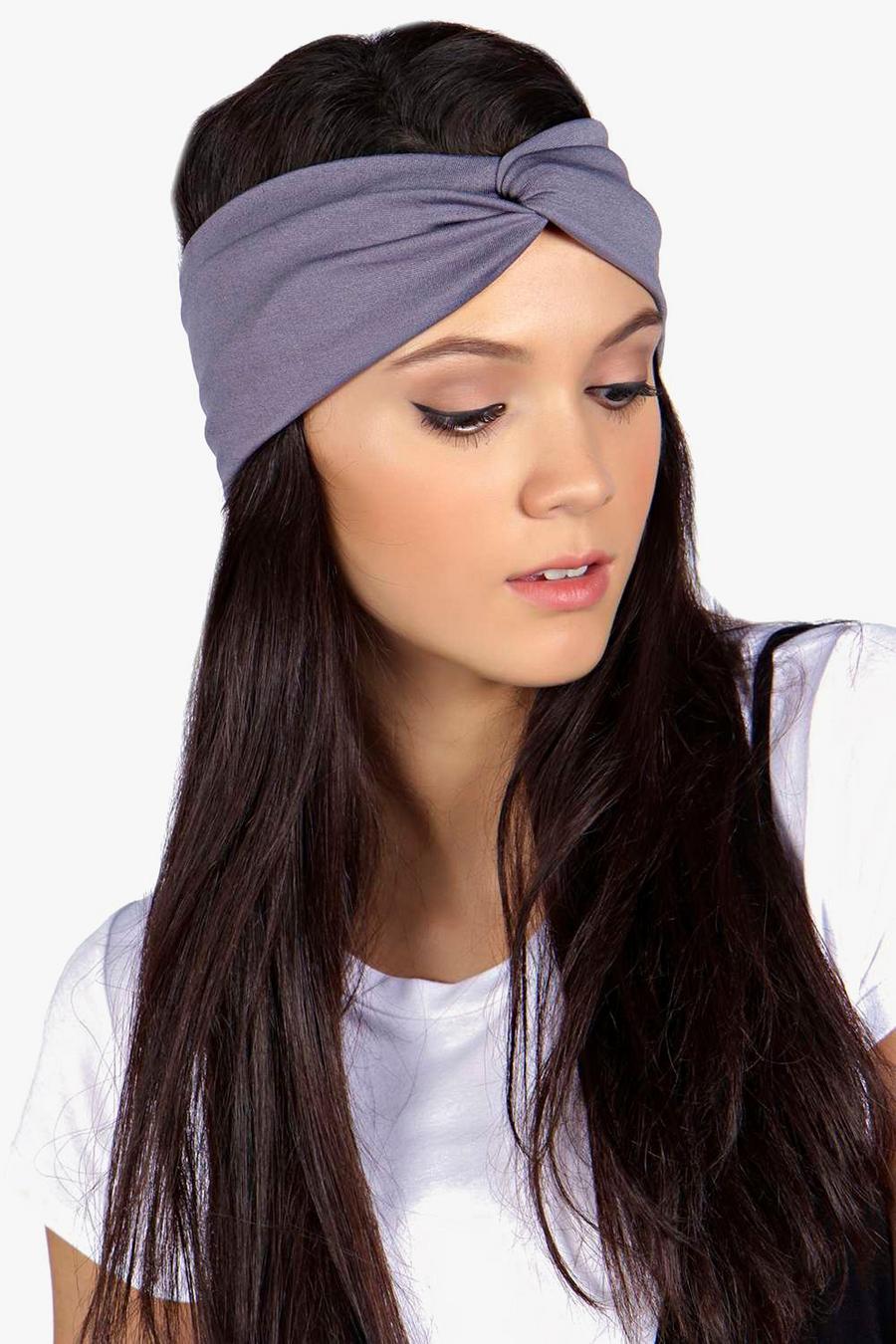 Stirnband aus Jersey in gewickelter Turban-Optik, Grau image number 1