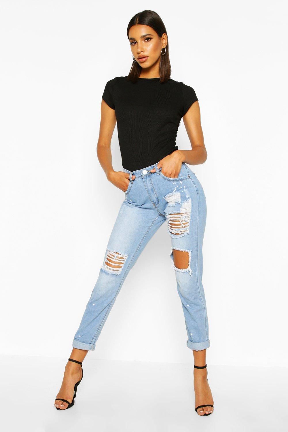 open knee boyfriend jeans