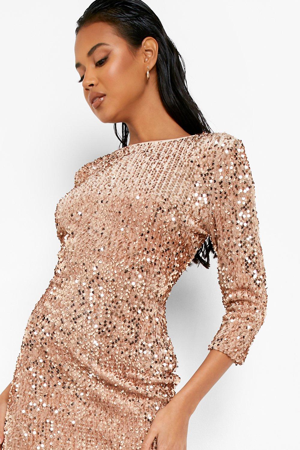 Long sleeve sequin dress uk sale