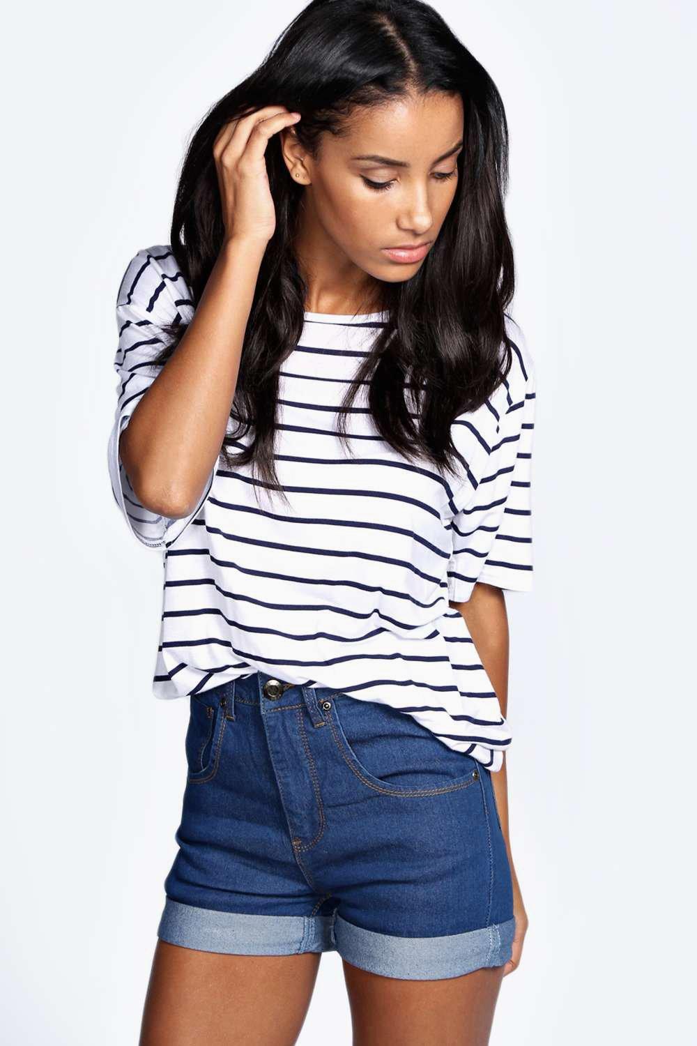 boohoo denim shorts