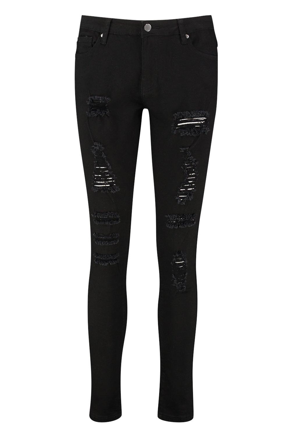 Boohoo black shop ripped jeans