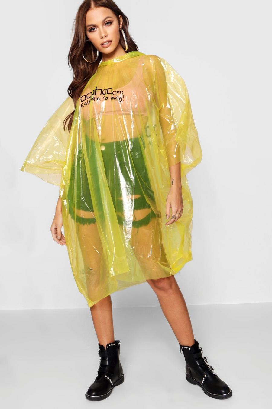 Yellow Disposable Showerproof Festival Poncho Non Refundable image number 1