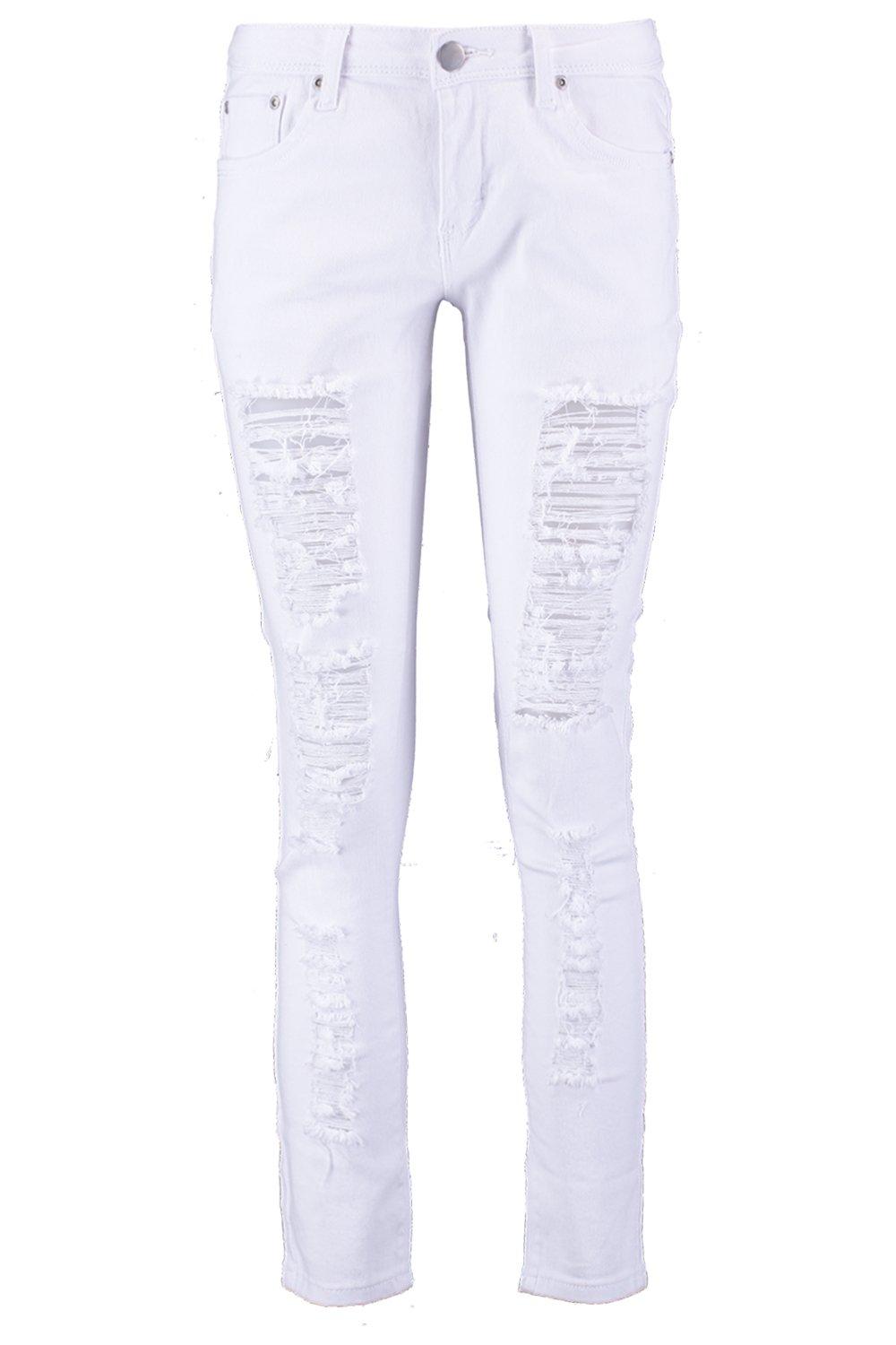 Jean blanc déchiré femme best sale