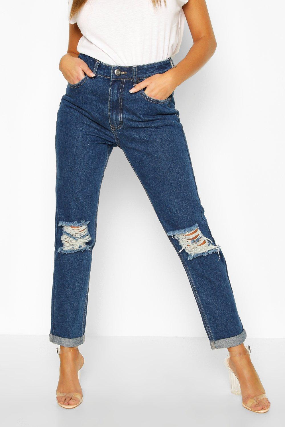 dark blue boyfriend jeans