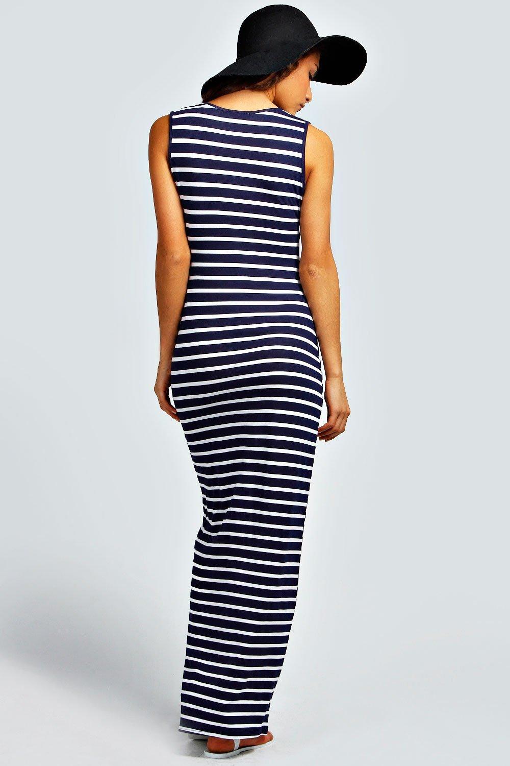 Striped jersey maxi dress online