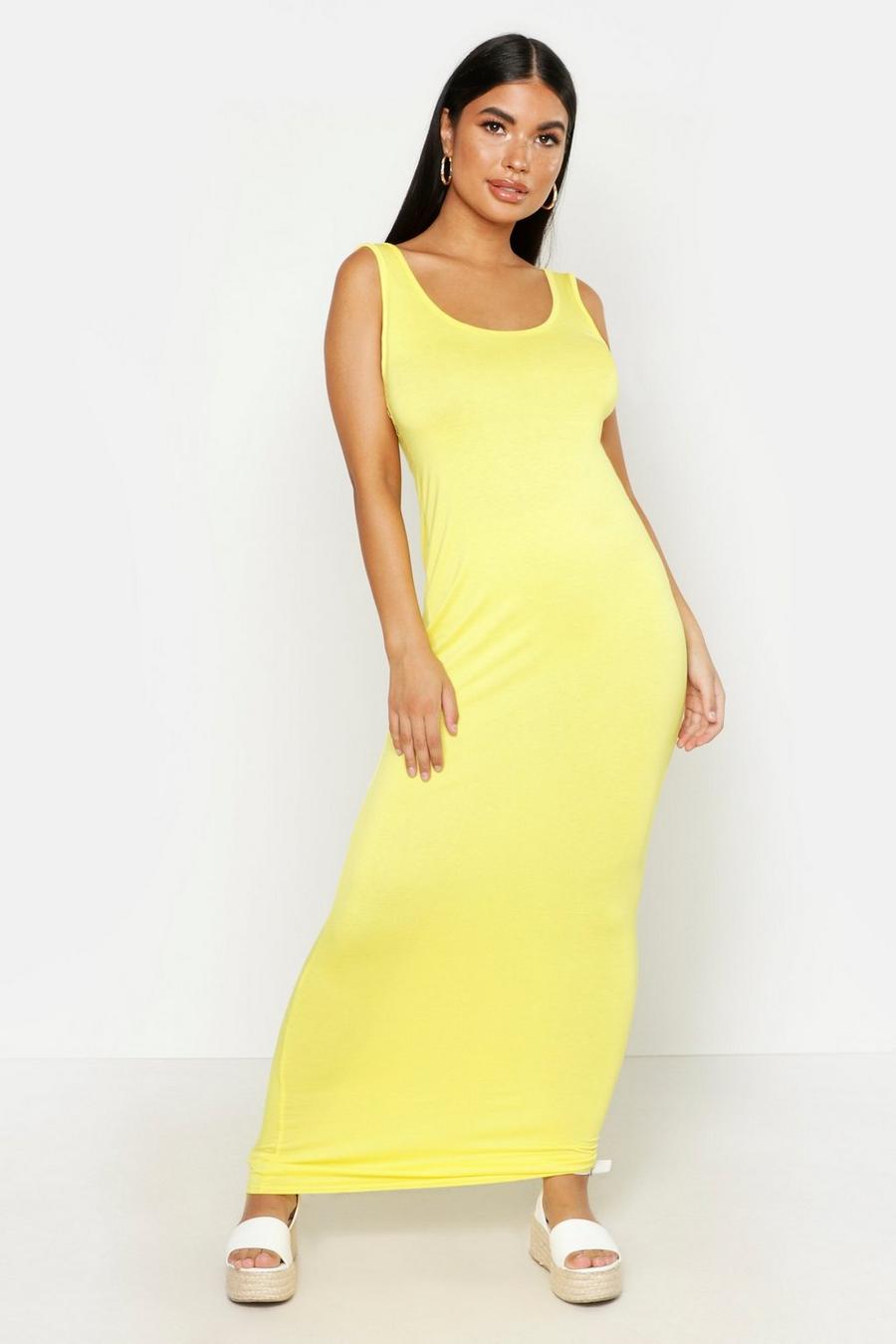 Vestido Petite maxi con escote redondo en color arena, Yellow image number 1