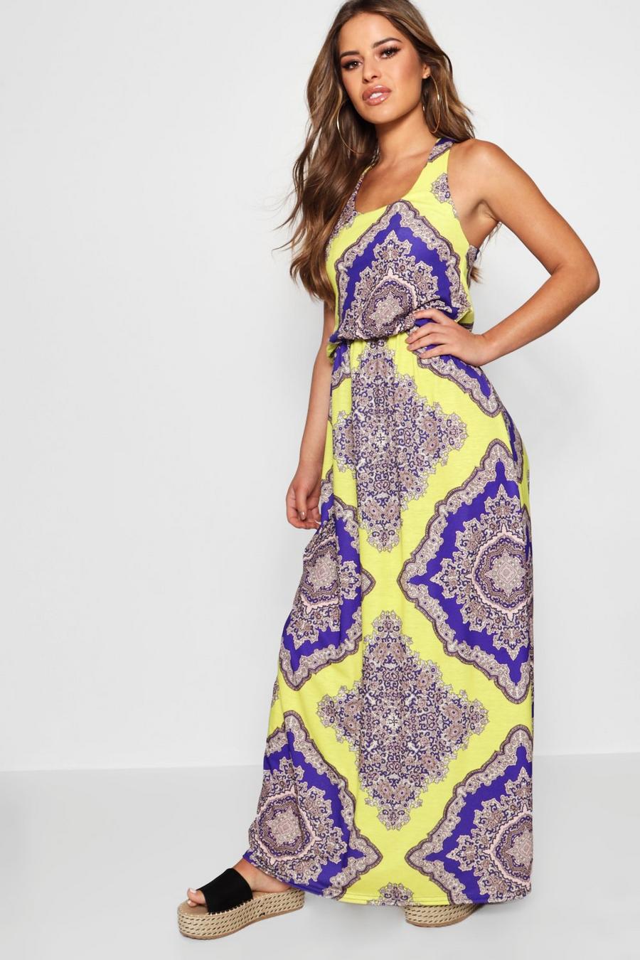 מולטי multicolor שמלת מקסי פטיט בגוון ניאון עם דוגמת פייזלי