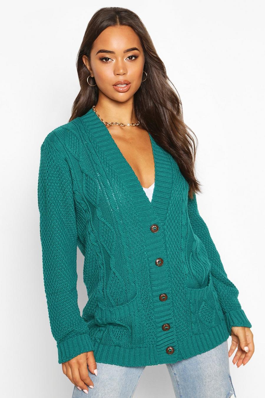 Emerald Cable Boyfriend Button Up Cardigan image number 1