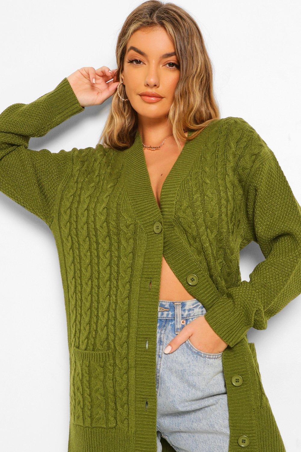 Cable boyfriend button hot sale up cardigan