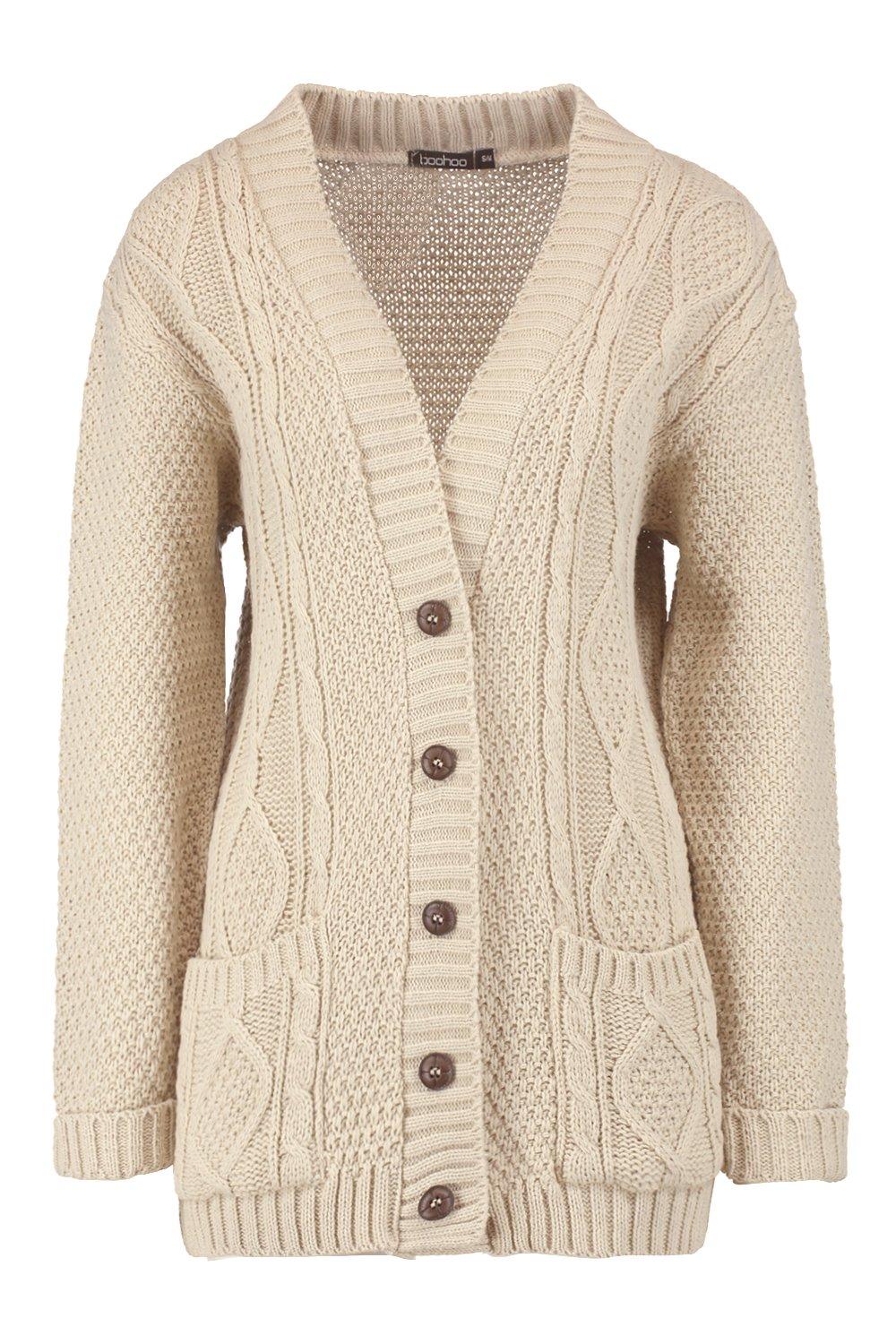 Boohoo cable knit boyfriend cardigan best sale