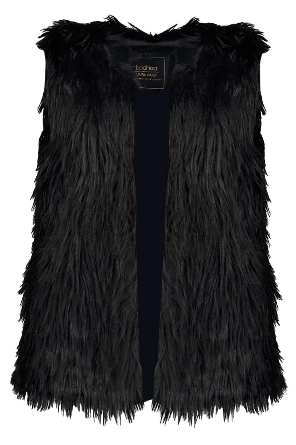 Black fur vest for women hotsell