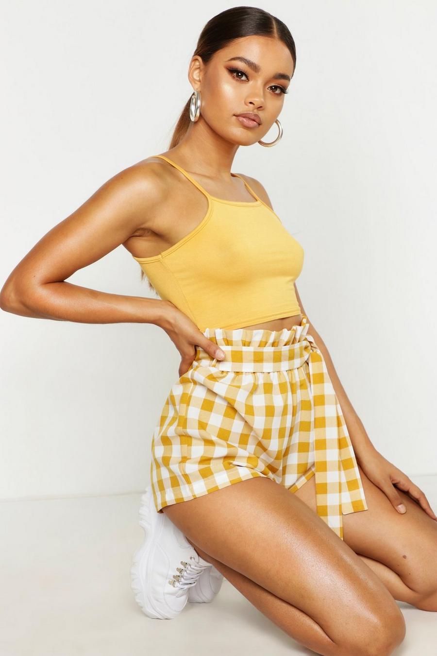 Mustard Basic Crop top med smala axelband image number 1