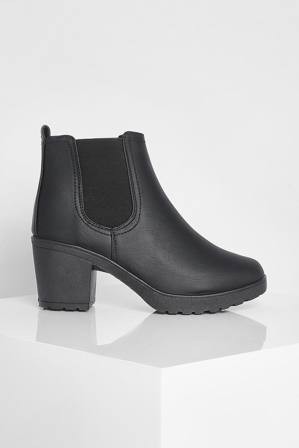 Chunky Cleated Heel Chelsea Boots