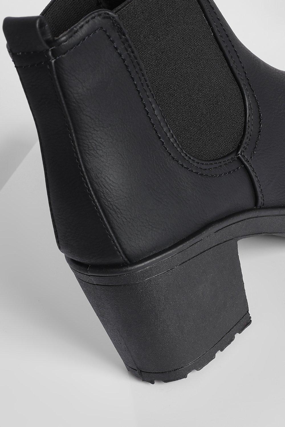 Chunky cleated heel boots deals