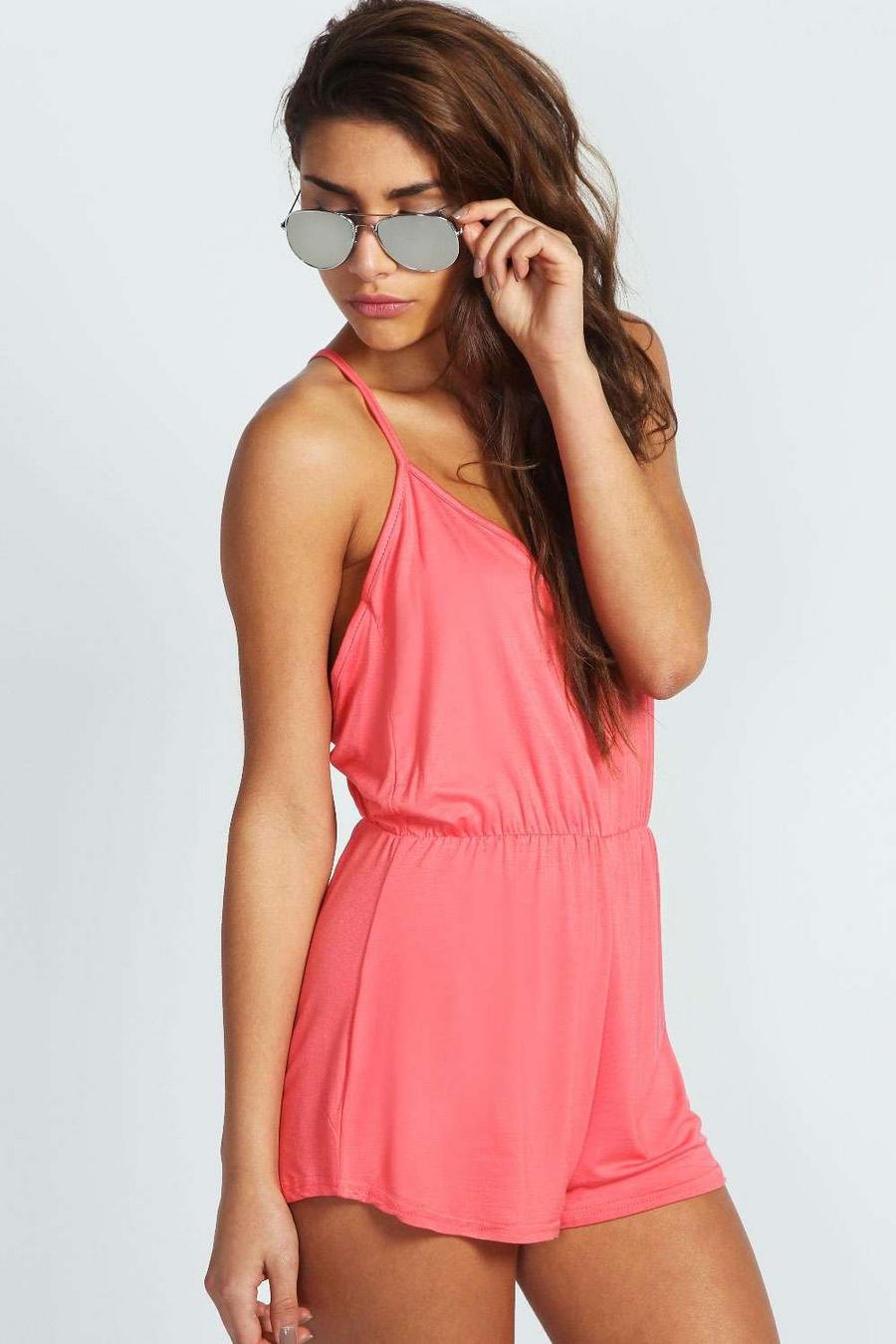 Coral Basic Strappy Back Playsuit image number 1
