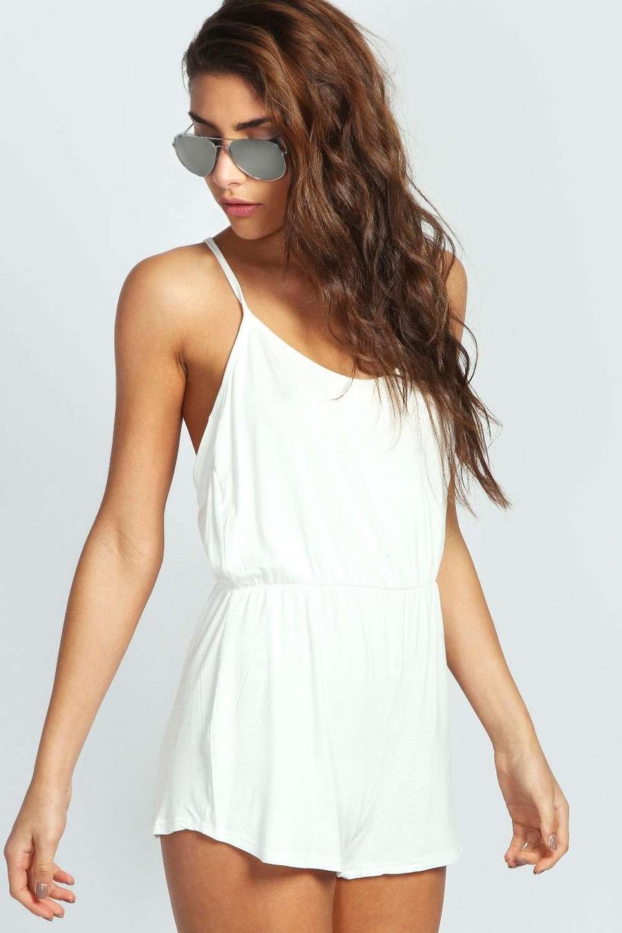 Basic Playsuit, Weiß image number 1