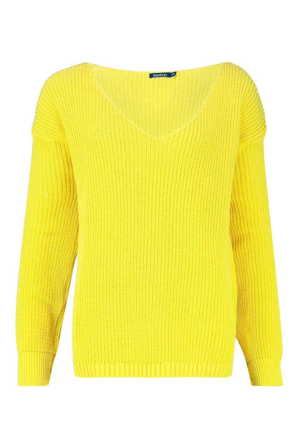 yellow v neck sweater