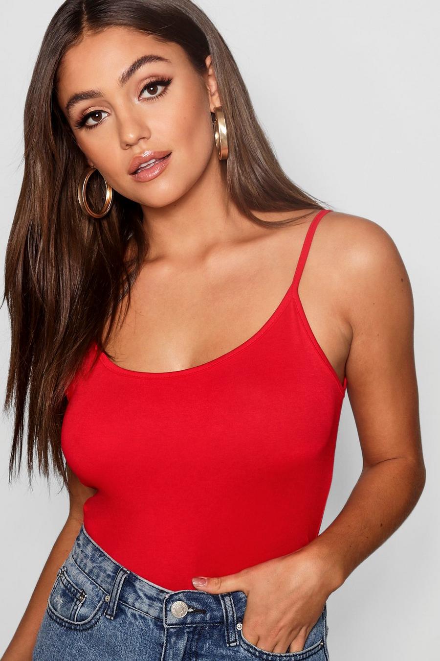 Red Basic Strappy Tank Top image number 1